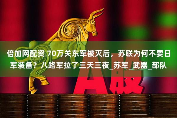 倍加网配资 70万关东军被灭后，苏联为何不要日军装备？八路军拉了三天三夜_苏军_武器_部队