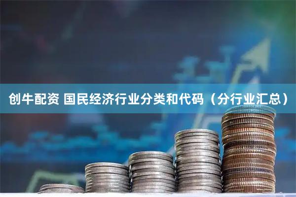 创牛配资 国民经济行业分类和代码（分行业汇总）