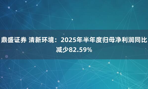 鼎盛证券 清新环境：2025年半年度归母净利润同比减少82.59%