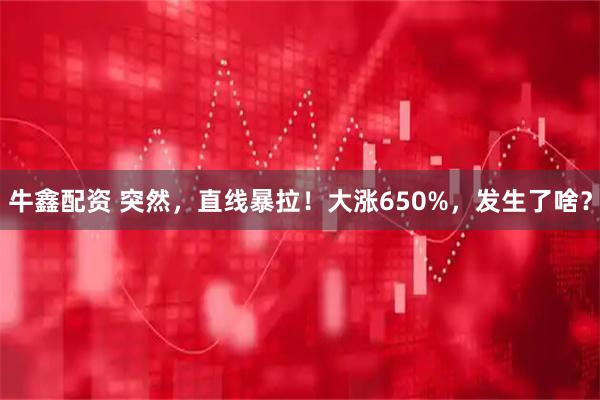 牛鑫配资 突然,直线暴拉!大涨650%,发生了啥?